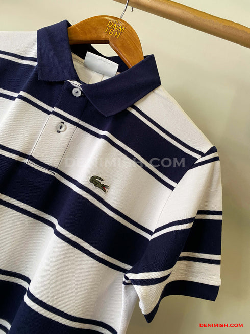 LACOSTE MEN SLIM FIT CLASSIC STRIPED POLO SHIRT | NAVY/WHITE