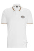 HUGO BOSS REGULAR FIT LOGO-PATCH POLO SHIRT IN COTTON MERERISED | WHITE