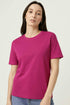 WOMEN'S CREW SHORT SLEEVE TEE NECK T-SHIRT | SOFT CASUAL FUCHSIA PINK