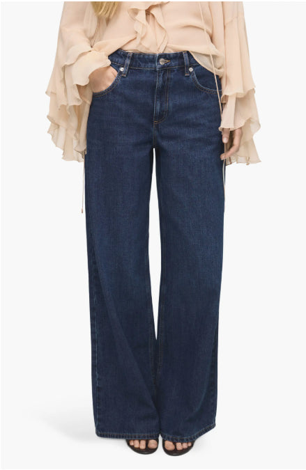 MANGO MID WAIST LOOSE FIT JEANS FOR WOMEN | BLUE