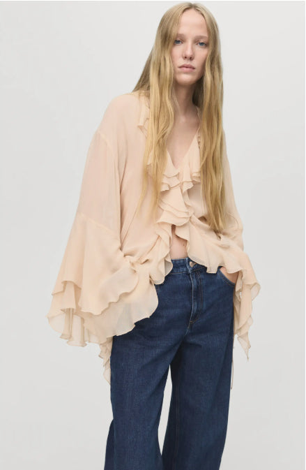 MANGO MID WAIST LOOSE FIT JEANS FOR WOMEN | BLUE