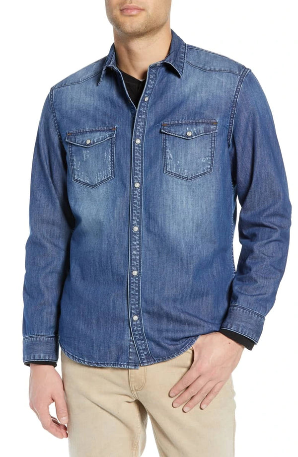 Andrew Charles men's blue denim shirt – trendy, stylish, and comfortable.