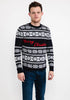 PRODUKT LEO CHRISTMAS KNIT SWEATER BLAZER, NAVY