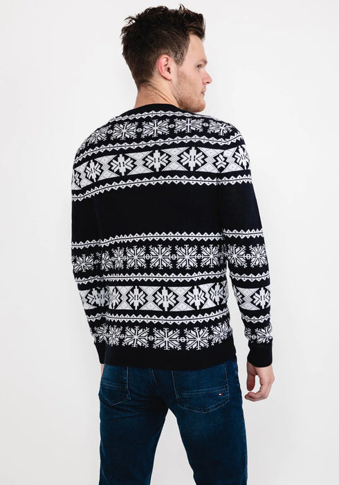 PRODUKT LEO CHRISTMAS KNIT SWEATER BLAZER, NAVY