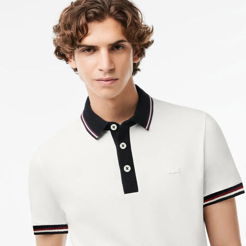 LACOSTE MEN SLIM FIT CLASSIC STRIPED POLO SHIRT | WHITE