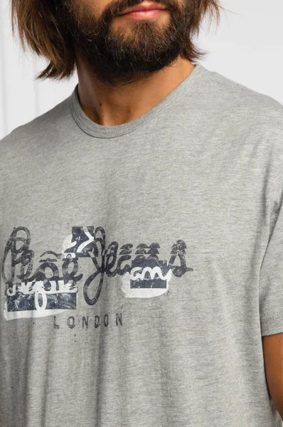 PEPE JEANS CENTER LOGO REGULAR FIT - T-SHIRT-GREY