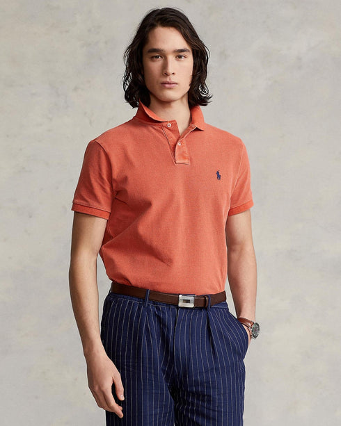 POLO RALPH LAUREN THE ICONIC CUSTOM SLIM FIT MESH POLO | COLLEGE ORANGE