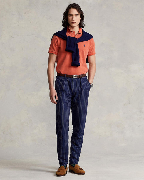POLO RALPH LAUREN THE ICONIC CUSTOM SLIM FIT MESH POLO | COLLEGE ORANGE