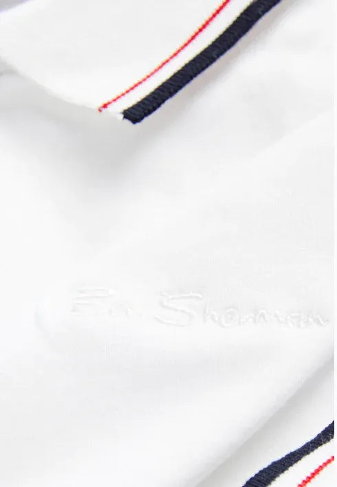 Ben Sherman Supima white polo shirt with a classic design.