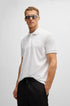 HUGO BOSS white polo shirt with logo, stretch cotton, premium fit.