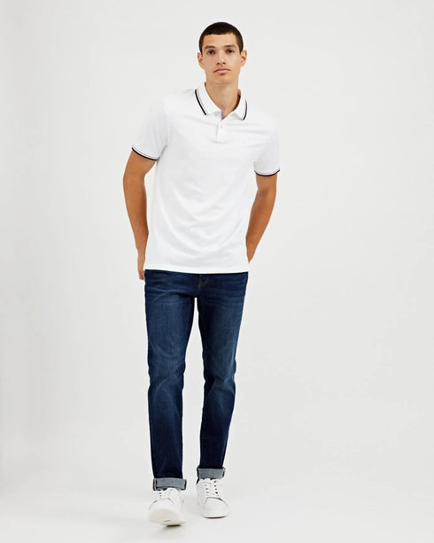 Ben Sherman Supima white polo shirt with a classic design.
