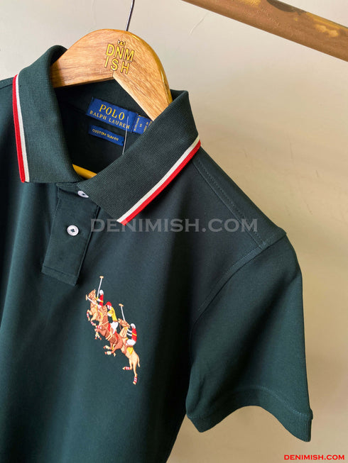 RALPH LAUREN CUSTOM FIT TRIPLE PONY POLO | GREEN