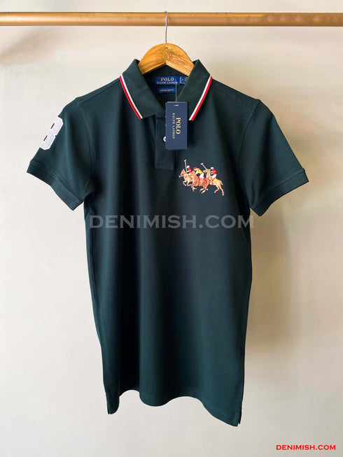 RALPH LAUREN CUSTOM FIT TRIPLE PONY POLO | GREEN