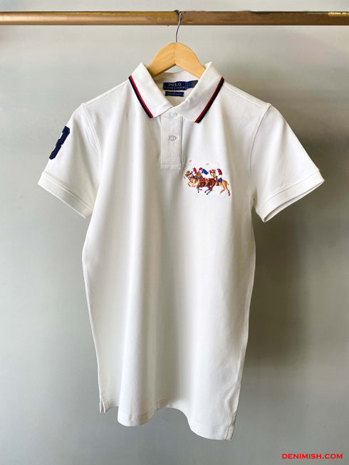 RALPH LAUREN CUSTOM FIT TRIPLE PONY POLO | WHITE