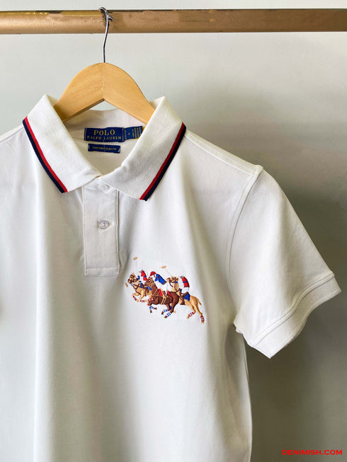 RALPH LAUREN CUSTOM FIT TRIPLE PONY POLO | WHITE
