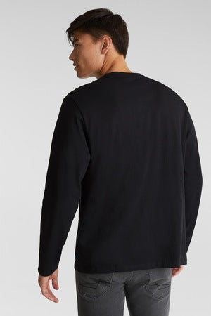 ESPRIT MEN JERSEY T-SHIRT WITH FRONT PRINT | BLACK