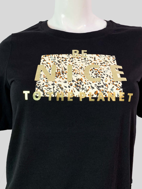 S.OLIVER BE NICE TO THE PLANET PRINT WOMEN T-SHIRT | BLACK