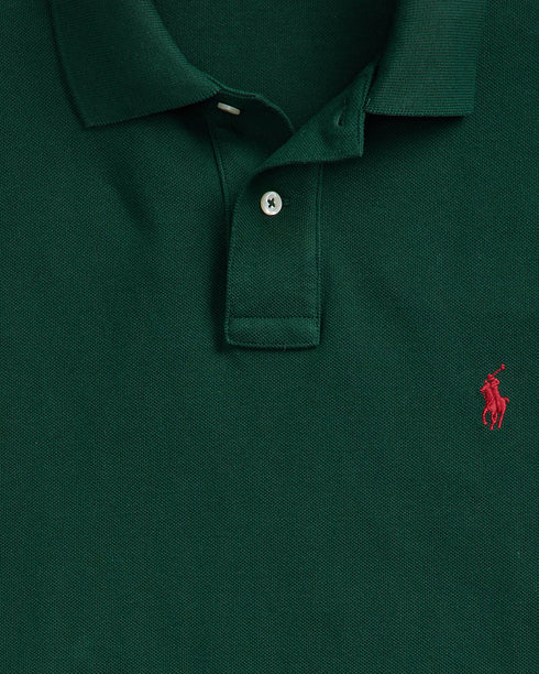 POLO RALPH LAUREN THE ICONIC CUSTOM SLIM FIT MESH POLO | COLLEGE GREEN