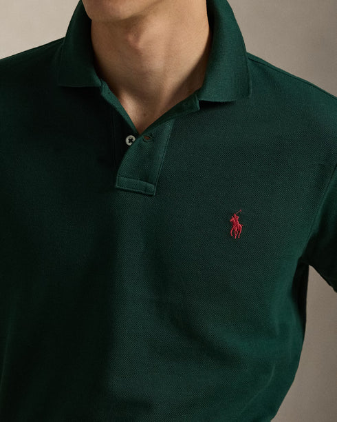 POLO RALPH LAUREN THE ICONIC CUSTOM SLIM FIT MESH POLO | COLLEGE GREEN