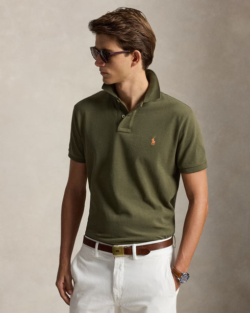 POLO RALPH LAUREN THE ICONIC CUSTOM SLIM FIT MESH POLO | CANOPY OLIVE