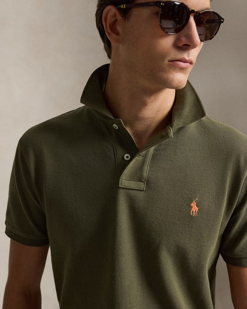 POLO RALPH LAUREN THE ICONIC CUSTOM SLIM FIT MESH POLO | CANOPY OLIVE
