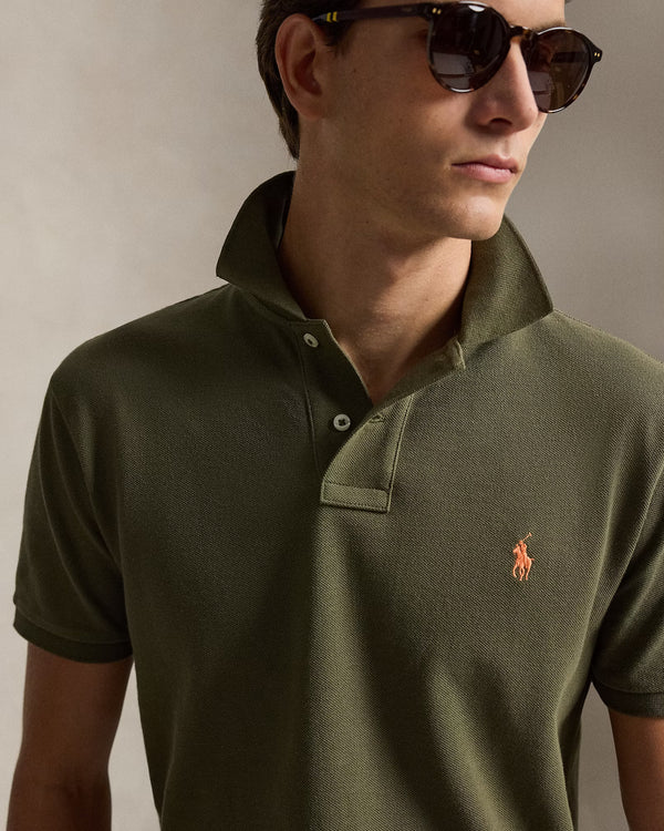 POLO RALPH LAUREN THE ICONIC CUSTOM SLIM FIT MESH POLO | CANOPY OLIVE