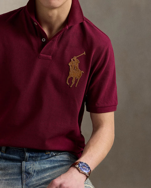 RALPH LAUREN - CUSTOM SLIM FIT LEATHER - PONY POLO SHIRT | MAROON