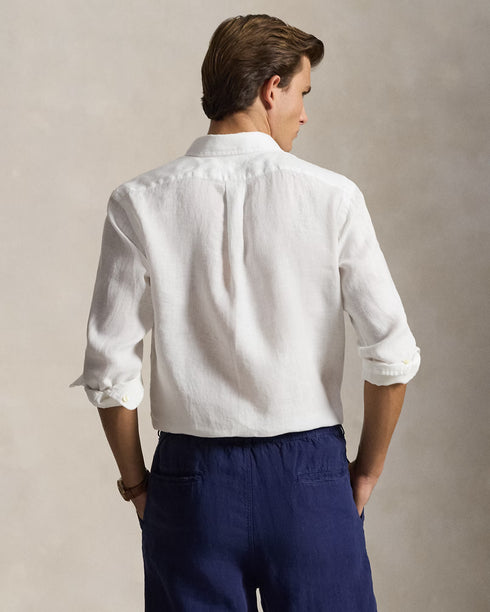 POLO RALPH LAUREN SLIM FIT LINEN SHIRT | WHITE