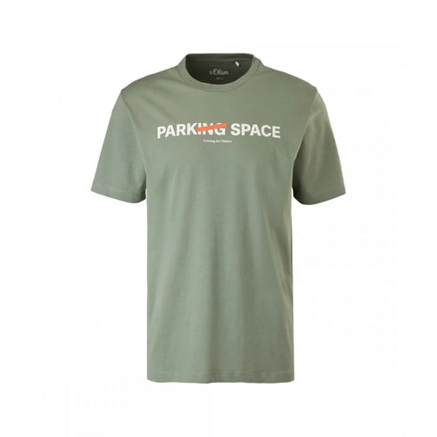 S.OLIVER SLIM FIT T-SHIRT WITH TEXT | KHAKI
