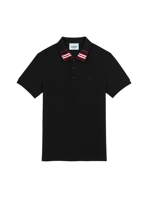 BURBERRY COTTON SILK POLO SHIRT | BLACK