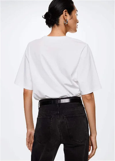 M.A.N.G.O-WOMEN SEQUINNED T-SHIRT | WHITE