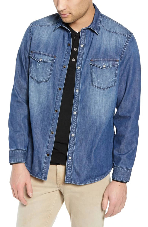 Andrew Charles men's blue denim shirt – trendy, stylish, and comfortable.