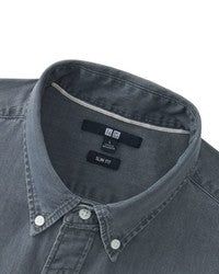 UNIQLO-INDIGO DENIM-PREMIUM-FULL SLEEVE-CASUAL SHIRT | GREY