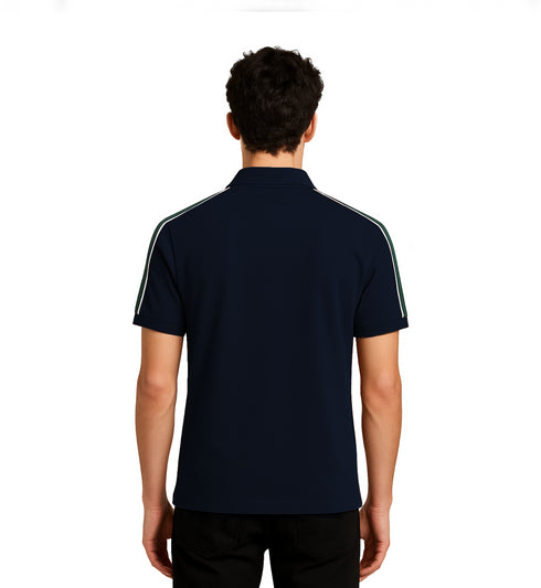 PRADA PIQUE MEN'S PLAIN TRIANGLE LOGO POLO | NAVY