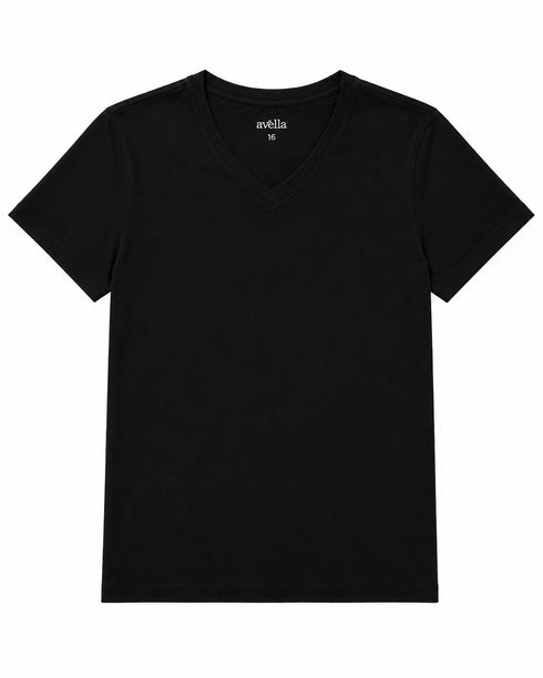 AVELLA WOMEN'S T-SHIRT V-NECK | BLACK