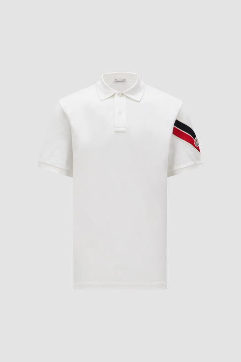 MONCLER TRICOLOR - TRIMMED COTTON PIQUET POLO SHIRT | WHITE