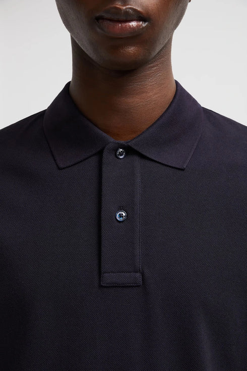MONCLER Tricolor Polo Shirt - Navy, premium cotton men's polo shirt