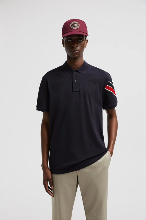 MONCLER Tricolor Polo Shirt - Navy, premium cotton men's polo shirt