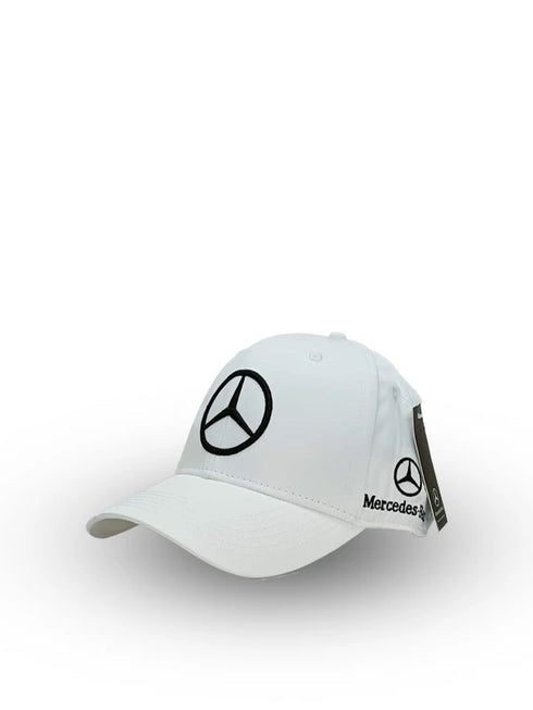 Mercedes Benz cap in white, a trendy and adjustable unisex cap. Ideal for casual, gym, and outdoor wear. Available online in Pakistan.