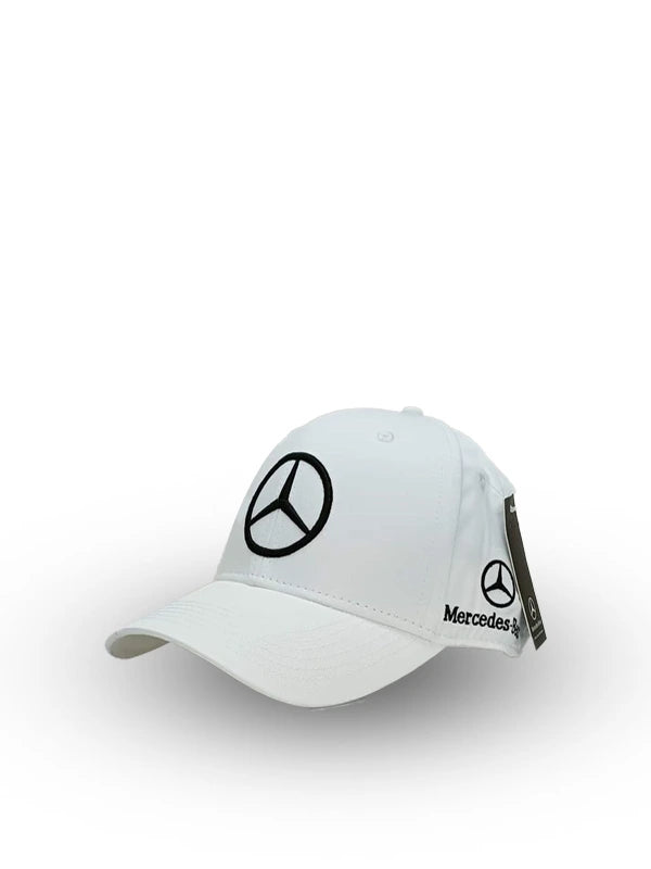 Mercedes Benz cap in white, a trendy and adjustable unisex cap. Ideal for casual, gym, and outdoor wear. Available online in Pakistan.
