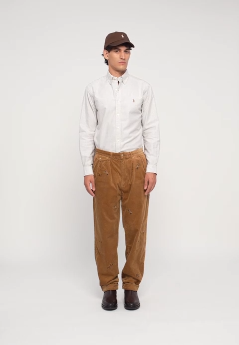 POLO RALPH LAUREN SLIM FIT OXFORD SHIRT | PALE RUSSET / WHITE
