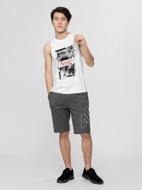 White Tank Top for Men with Print - 4F Sando