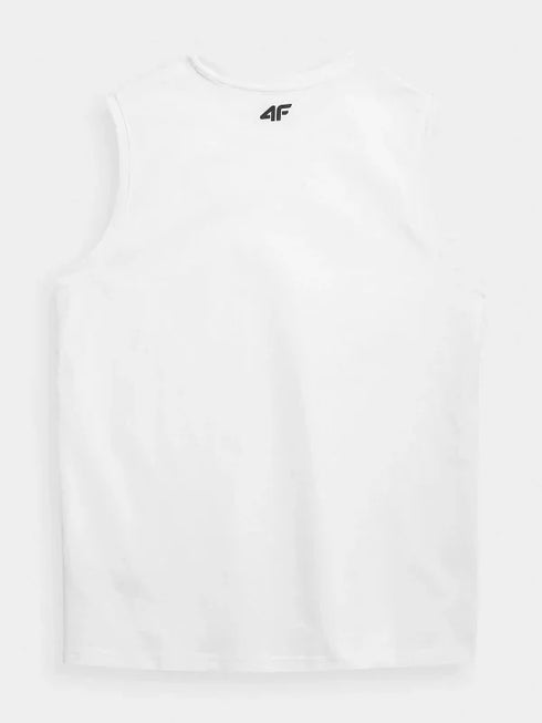 4.F. SANDO Men’s Regular Plain Tank Top - White, perfect for gym wear.