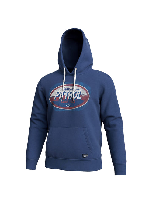 PETROL INDUSTRIES PREMIUM HOODIE RETRO LOGO PULLOVER-NAVY BLUE