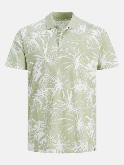 JACK & JONES. FLORAL SHORT SLEEVE POLO SHIRT | PISTACHIO COLOUR
