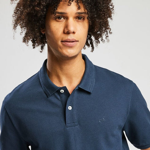 JULES PLAIN POLO SHIRT WITH SHORT SLEEVES | DARK BLUE