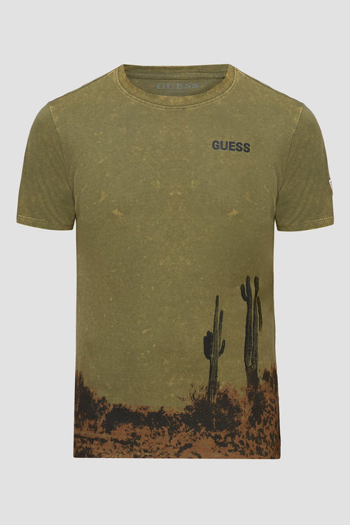 GUESS PRINTED MEN T SHIRT | GREEN (KHAKI)