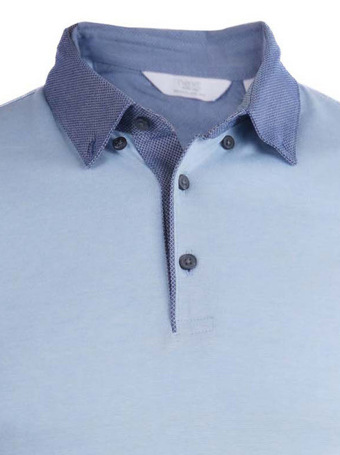 NEXT CLASSIC COMFORT FIT FIGURED POLO SHIRT | SKY BLUE