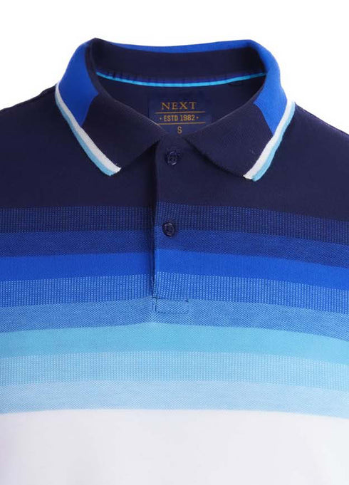 NEXT PIQUE POLO SHIRT WITH STRIPES | WHITE / BLUE
