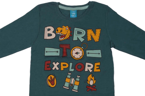 LITTLE KIDS-BTS LOGO-LOG SLEEVE | T-SHIRT | D GREEN